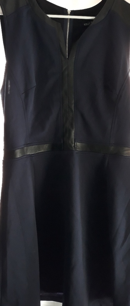 Navy and Black leather accent  dress